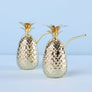 Gold pineapple shaped drink tumbler with straw.