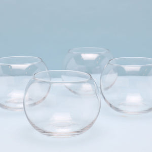Set of four fishbowl glasses.