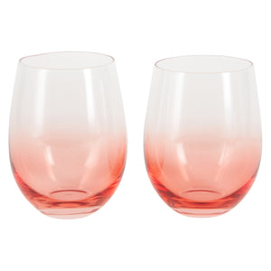Coral & Fuchsia Colored Wine Glassware | Set of 2 | Large 16 oz Stemless  Glasses, Coral Peach Pink I…See more Coral & Fuchsia Colored Wine Glassware  