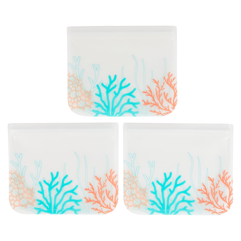 Coral Sea Collection Reusable Lunch Bags - Set of 3