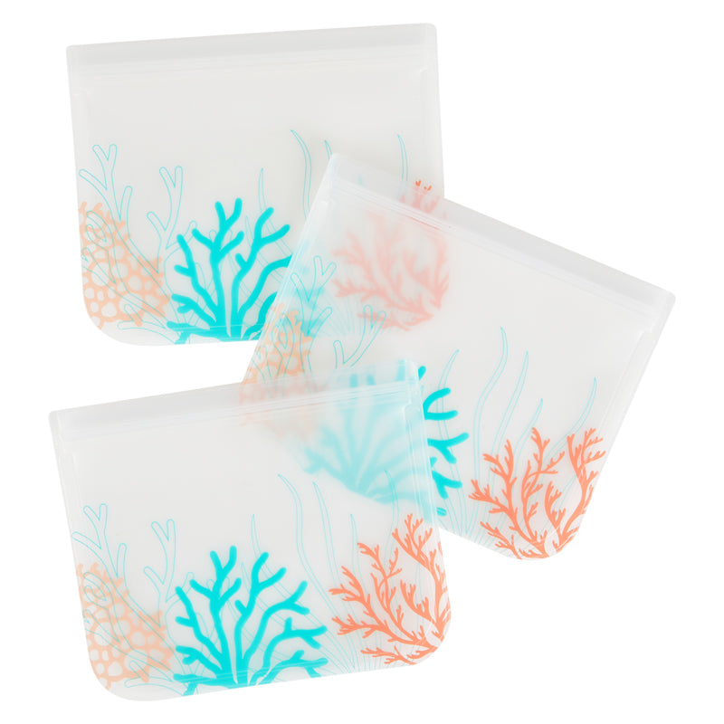 Coral Sea Collection Reusable Lunch Bags - Set of 3